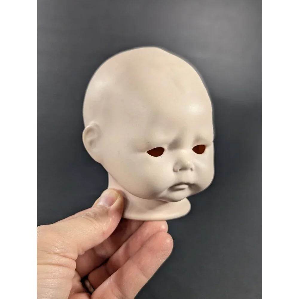 Vintage Creepy Baby porcelain Doll head, open eyes, old doll parts - Picture 2 of 14